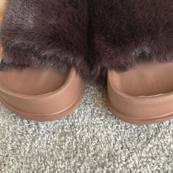 SOLD KuaiLu O Support Faux Fur Platform Slipper Sandal,Brown,Size 8, NWOT - Picture 11 of 11